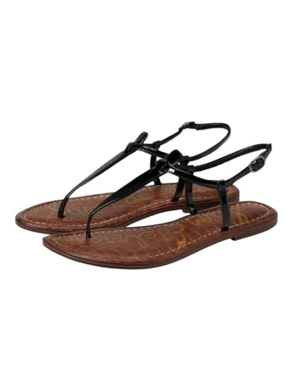 Sam Edelman Gigi Kids Black Leather T-Strap Thong Sandals Size 11 M NWB